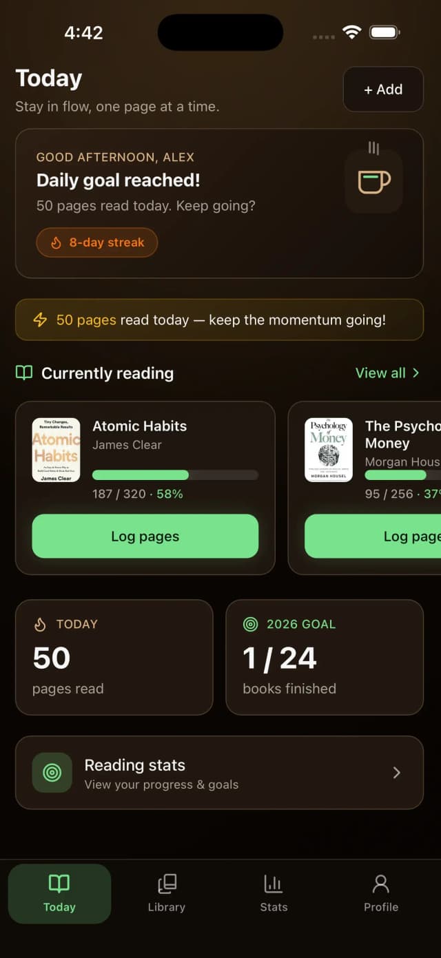 ReadBrew app home screen